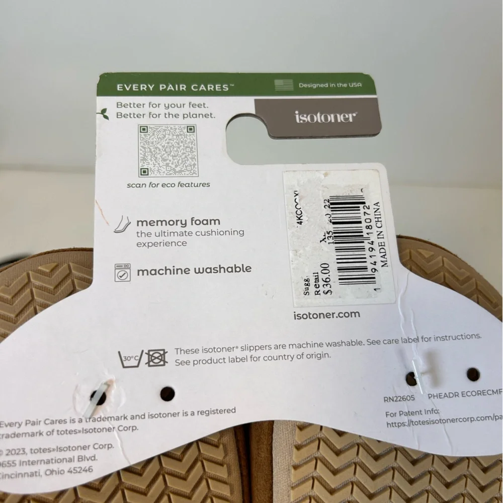 Isotoner Women's Signature Memory Foam Slippers Brown with faux fur Size 9.5/10 - Picture 6 of 8